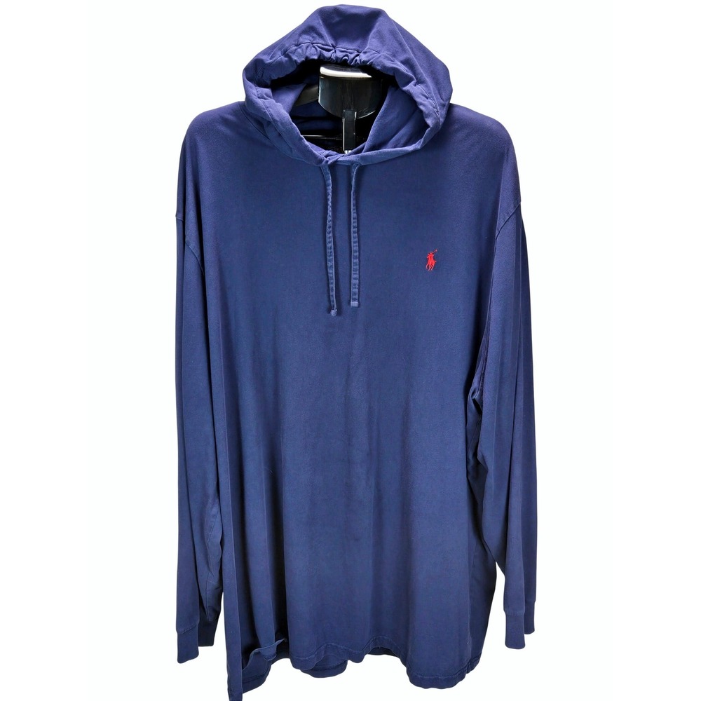 Men's Polo Ralph Lauren 4LT Navy Blue Hooded Long Sleeve T-Shirt Pony Logo